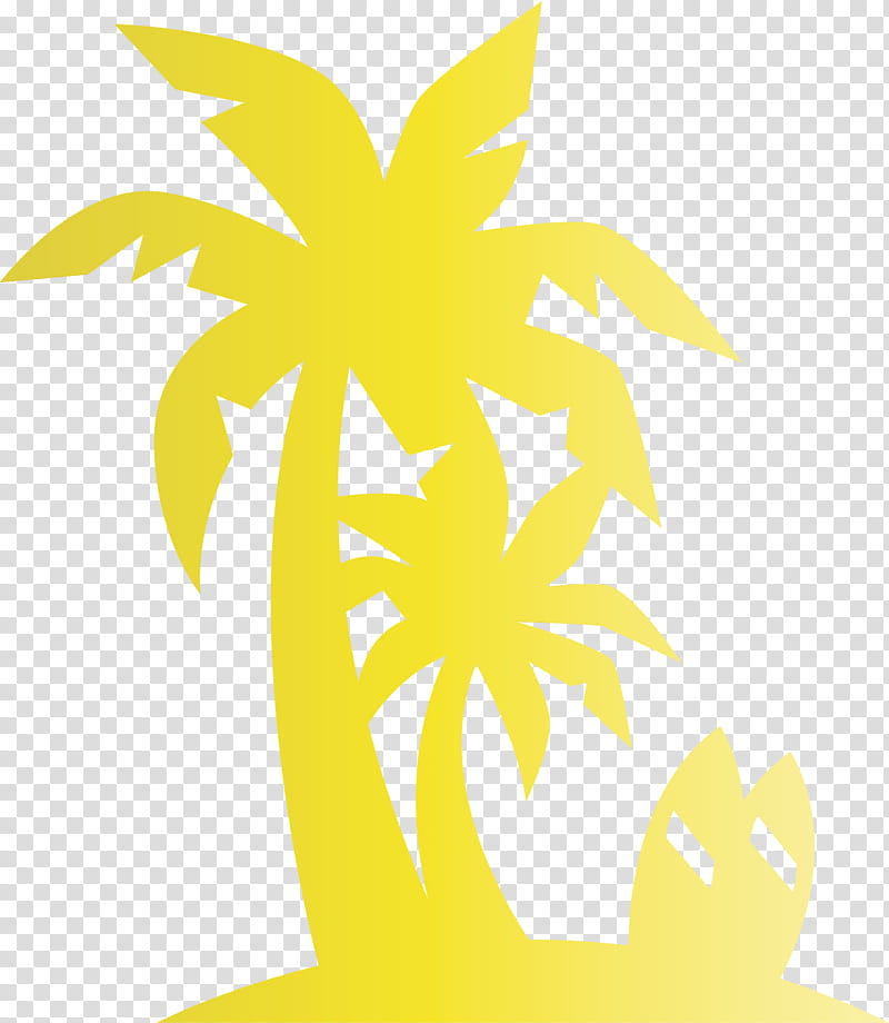 flower leaf yellow pattern line, Palm Tree, Beach, Tropical, Watercolor, Paint, Wet Ink, Meter transparent background PNG clipart