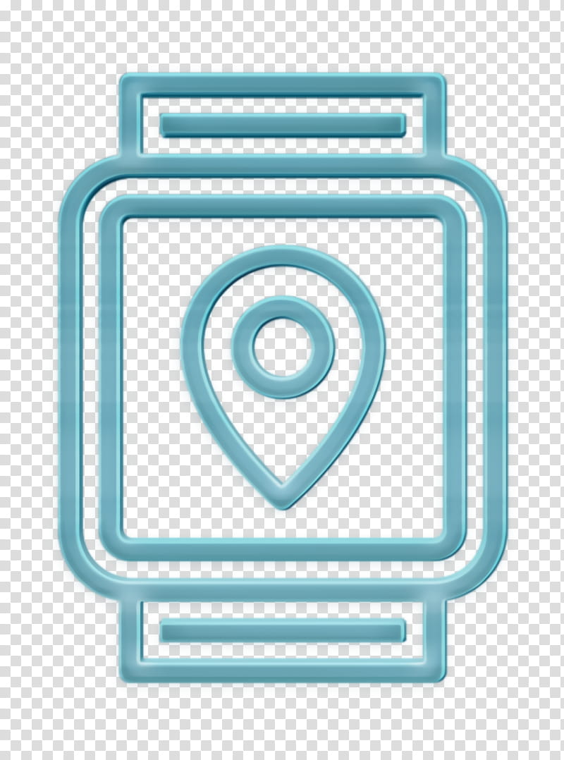 Gps icon Watch icon Navigation Map icon, Turquoise, Line, Symbol, Rectangle, Square transparent background PNG clipart