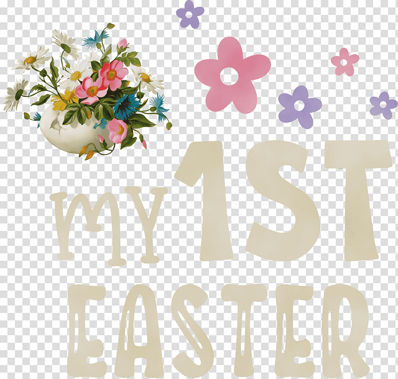 Floral design, My 1st Easter, Happy Easter, Watercolor, Paint, Wet Ink, Flower transparent background PNG clipart