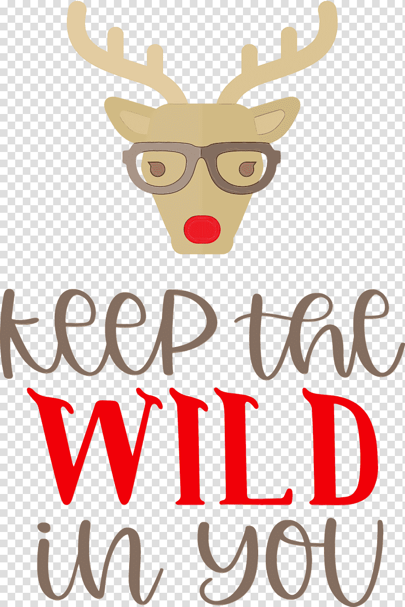 Reindeer, Keep Wild, Watercolor, Paint, Wet Ink, Logo, Antler transparent background PNG clipart