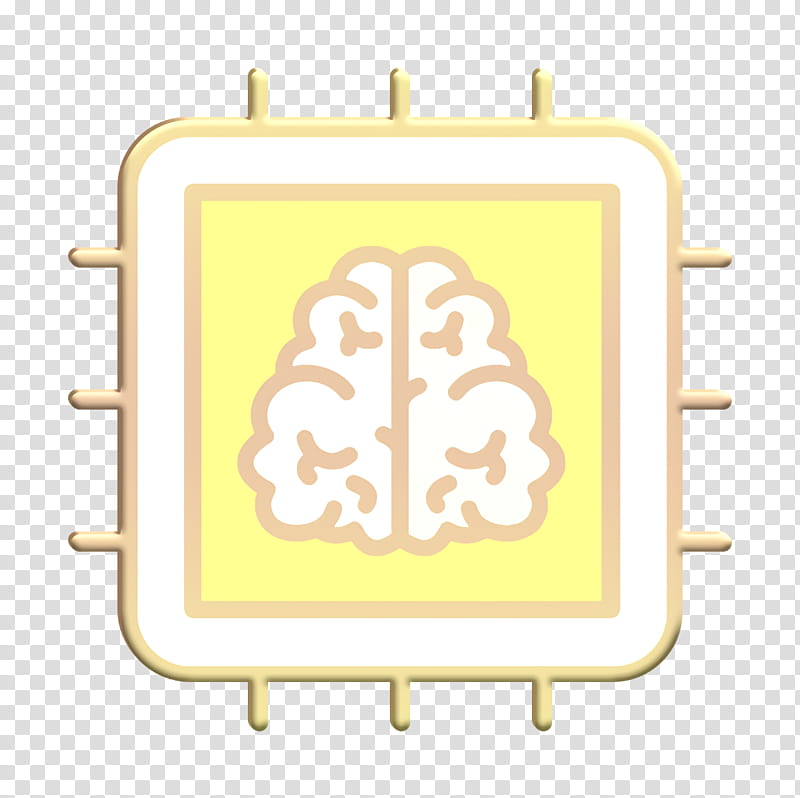Chip icon Brain icon Robots icon, Yellow, Square transparent background PNG clipart