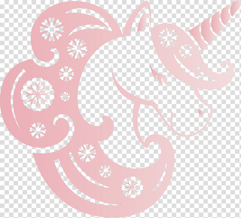 pink cartoon sticker pattern visual arts, Unicorn, Christmas Unicorn, Watercolor, Paint, Wet Ink transparent background PNG clipart