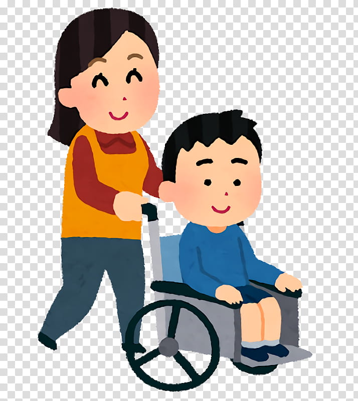 cartoon wheelchair vehicle child sharing, Cartoon, Riding Toy transparent background PNG clipart