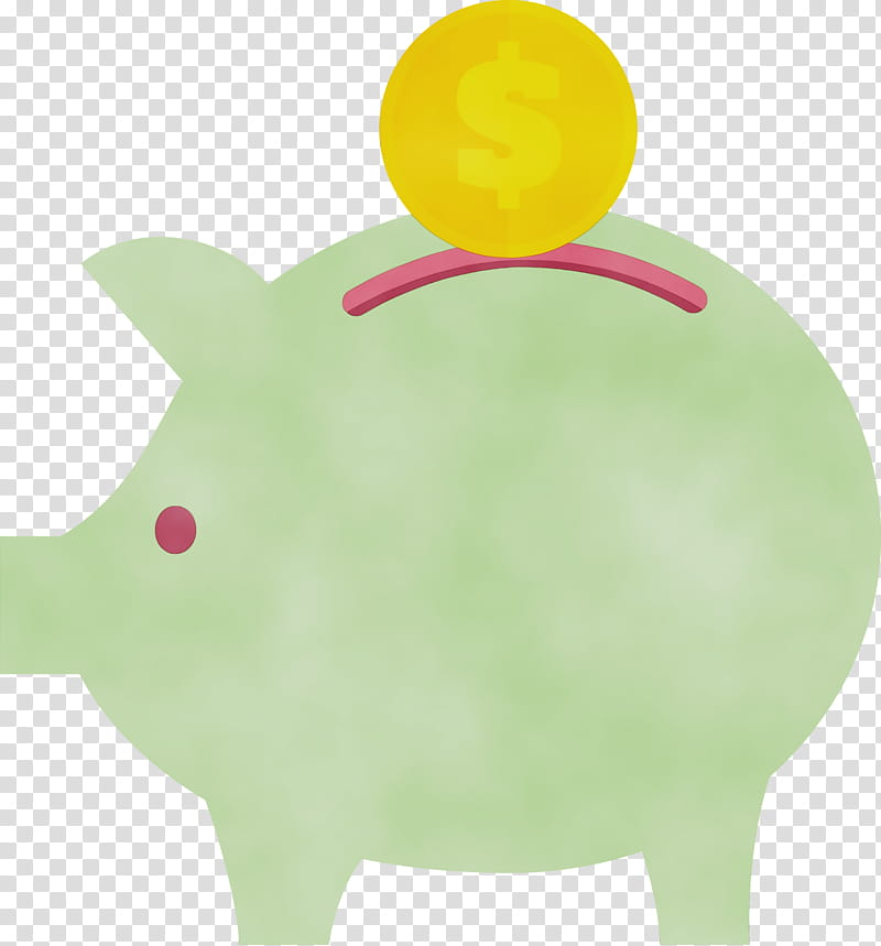 Piggy bank, Tax Elements, Watercolor, Paint, Wet Ink, Green, Snout transparent background PNG clipart