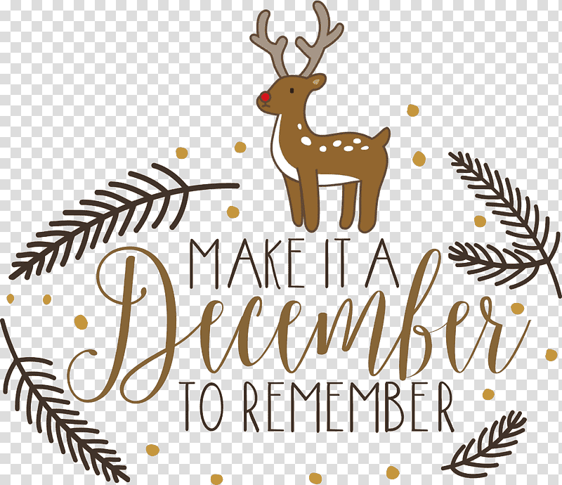 Make It A December December Winter, Winter
, Reindeer, Christmas Day, Santa Claus, Holiday, Santa Clauss Reindeer transparent background PNG clipart