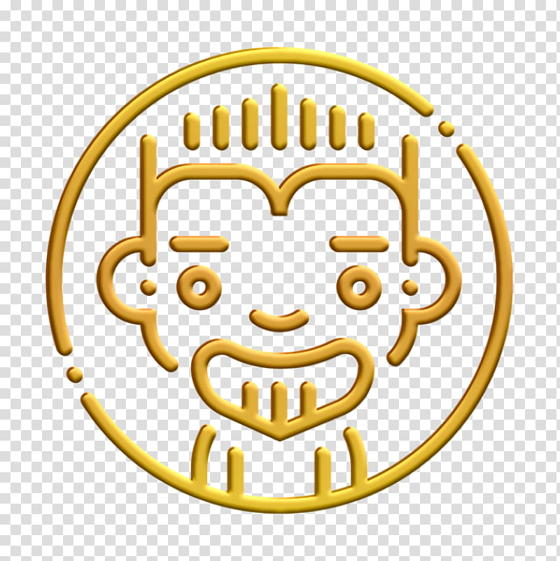 Avatars icon Spiky hair icon Man icon, Face, Facial Expression, Emoticon, Smile, Head, Yellow, Sticker transparent background PNG clipart