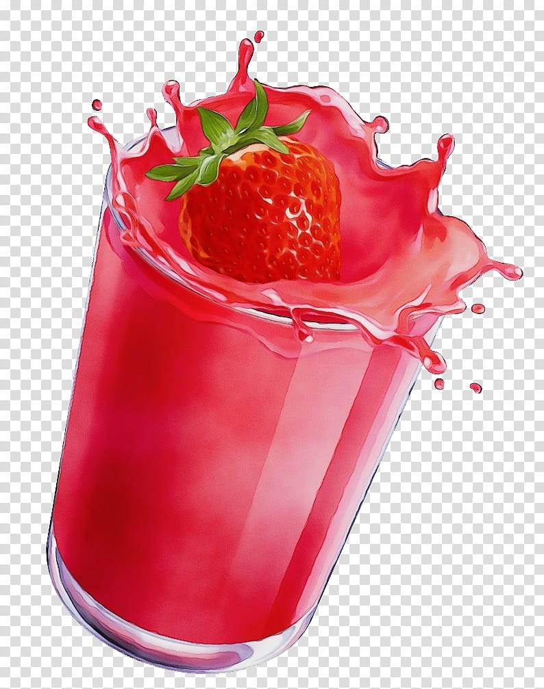 Strawberry, Watercolor, Paint, Wet Ink, Cocktail Garnish, Juice, Strawberry Juice, Nonalcoholic Drink transparent background PNG clipart