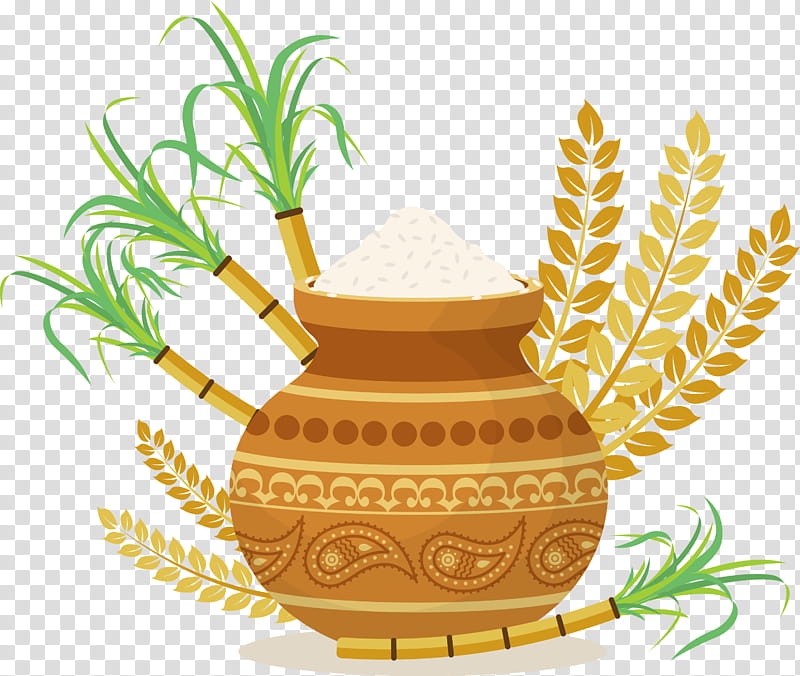 pongal, Flower, Flowerpot, Grasses, Pineapple, Tree, Fruit, Herbal Medicine transparent background PNG clipart