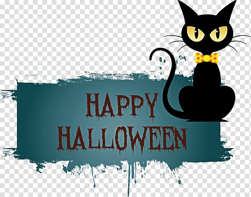 Happy Halloween, Logo, Poster, Cat, Text, Cats M, Palm Trees transparent background PNG clipart