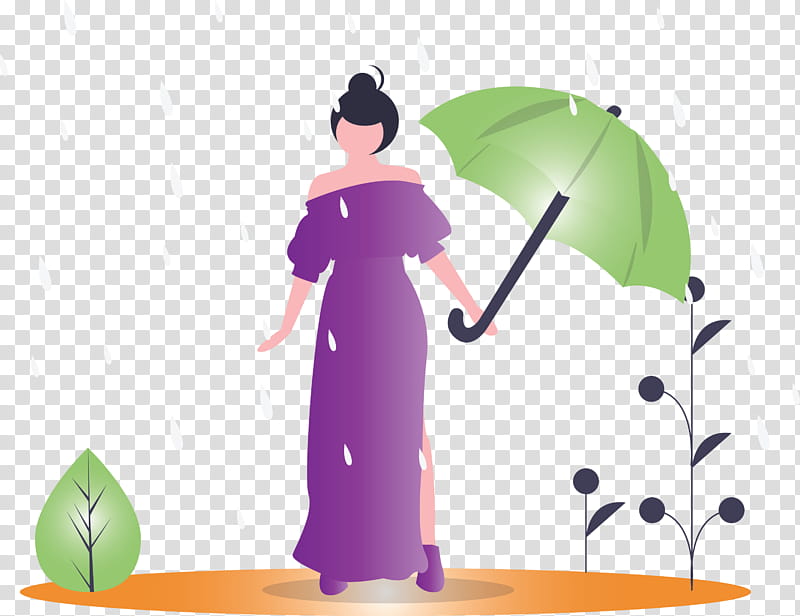 raining spring woman, Spring
, Umbrella, Violet, Purple, Animation, Costume transparent background PNG clipart