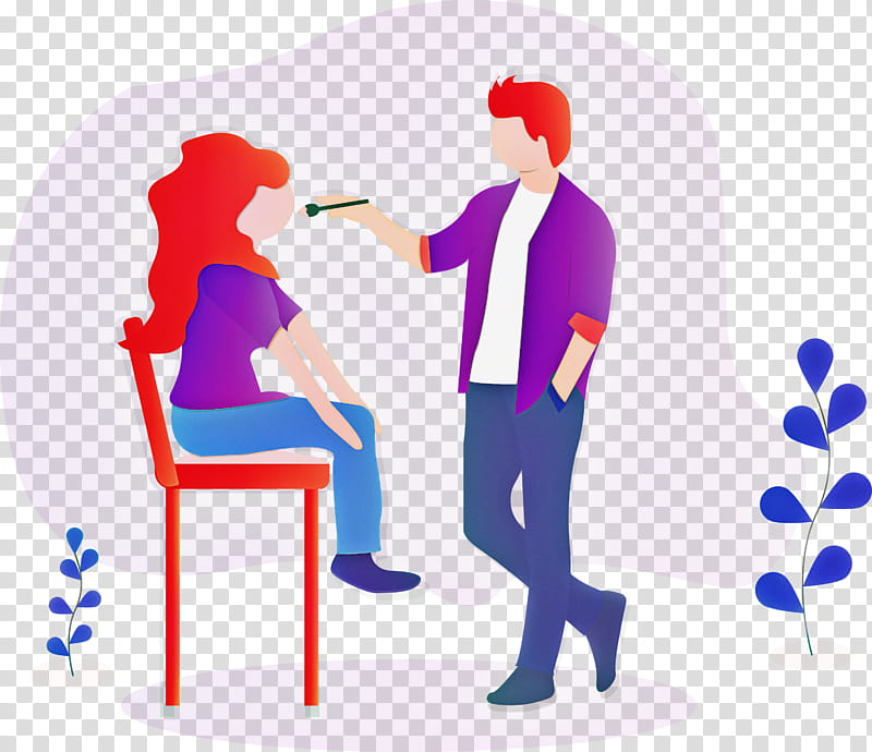 makeup girl, Cartoon, Conversation, Furniture, Gesture, Sitting transparent background PNG clipart