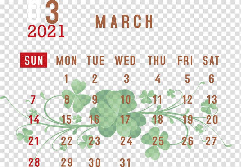 March 2021 Printable Calendar March 2021 Calendar 2021 Calendar, March Calendar, Floral Design, Leaf, Tree, Green, Meter transparent background PNG clipart