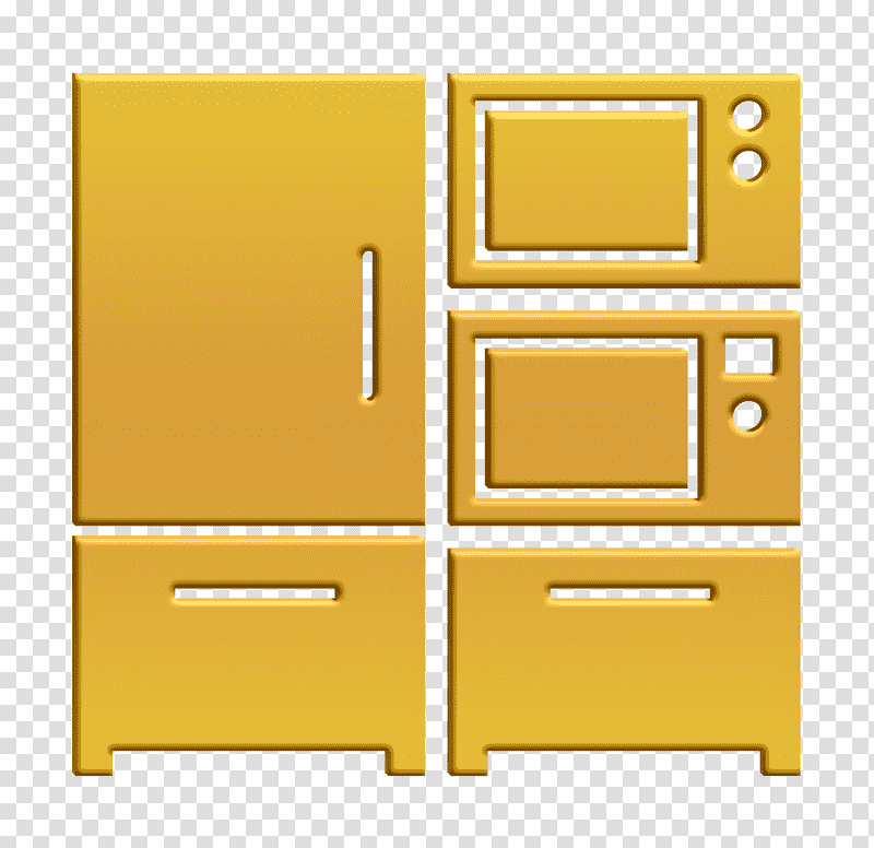 Kitchen icon House Things icon Kitchen electronic furniture icon, Tools And Utensils Icon, Shelf, Filing Cabinet, Yellow, Meter, Line transparent background PNG clipart