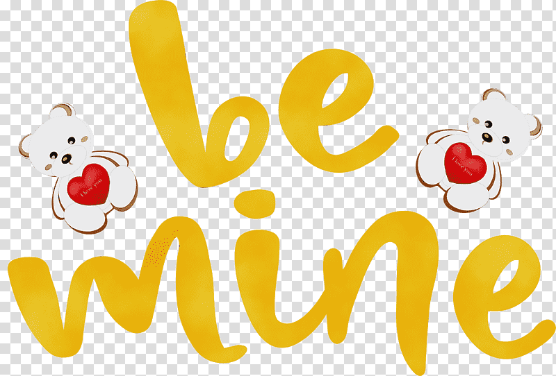 logo font yellow meter m, Be Mine, Valentines Day, Watercolor, Paint, Wet Ink transparent background PNG clipart