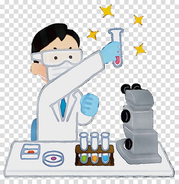cartoon optical instrument chemist scientist laboratory equipment, Watercolor, Paint, Wet Ink, Cartoon, Science, Researcher, Play transparent background PNG clipart