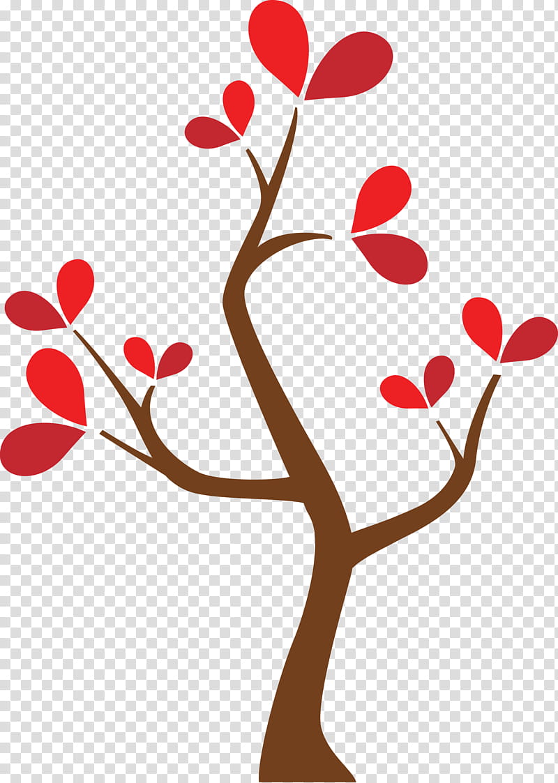 branch red tree leaf plant, Cartoon Tree, Abstract Tree, Tree , Twig, Plant Stem, Pedicel, Heart transparent background PNG clipart