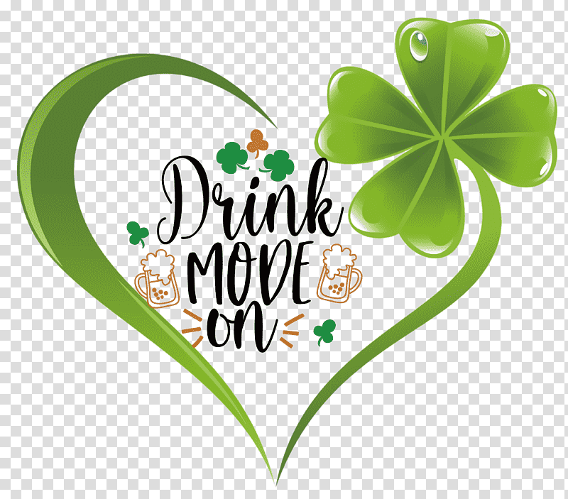 Drink mode on St Patricks Day Saint Patrick, Fourleaf Clover, Shamrock, Tattoo, Saint Patricks Day, Plant Stem, Heart transparent background PNG clipart