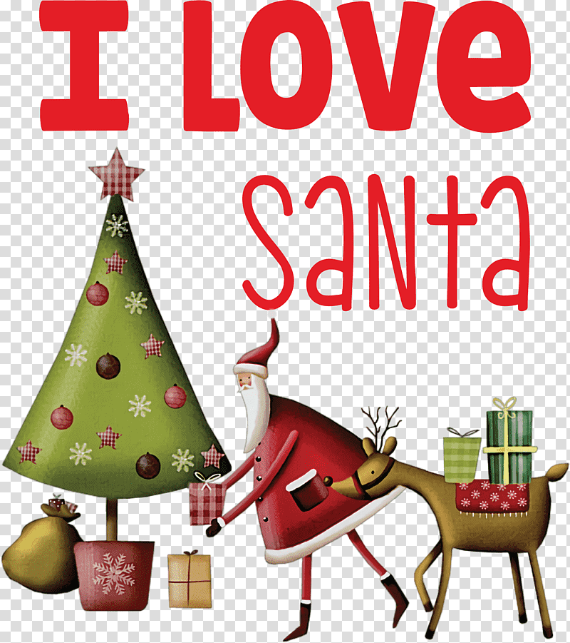 I Love Santa Santa Christmas, Christmas , Christmas Day, Santa Claus, Christmas Ornament, Reindeer, Rudolph transparent background PNG clipart