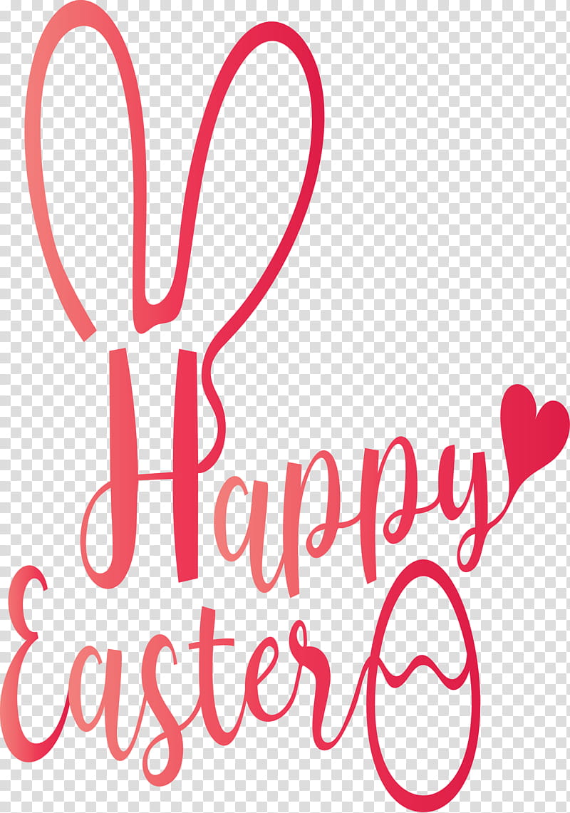 Happy easter with bunny ears, Text, Pink, Love, Heart, Valentines Day transparent background PNG clipart