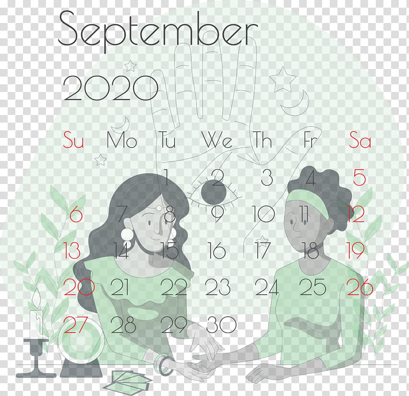 September 2020 Printable Calendar September 2020 Calendar Printable September 2020 Calendar, Drawing, Cartoon, Palmistry, Birthday transparent background PNG clipart