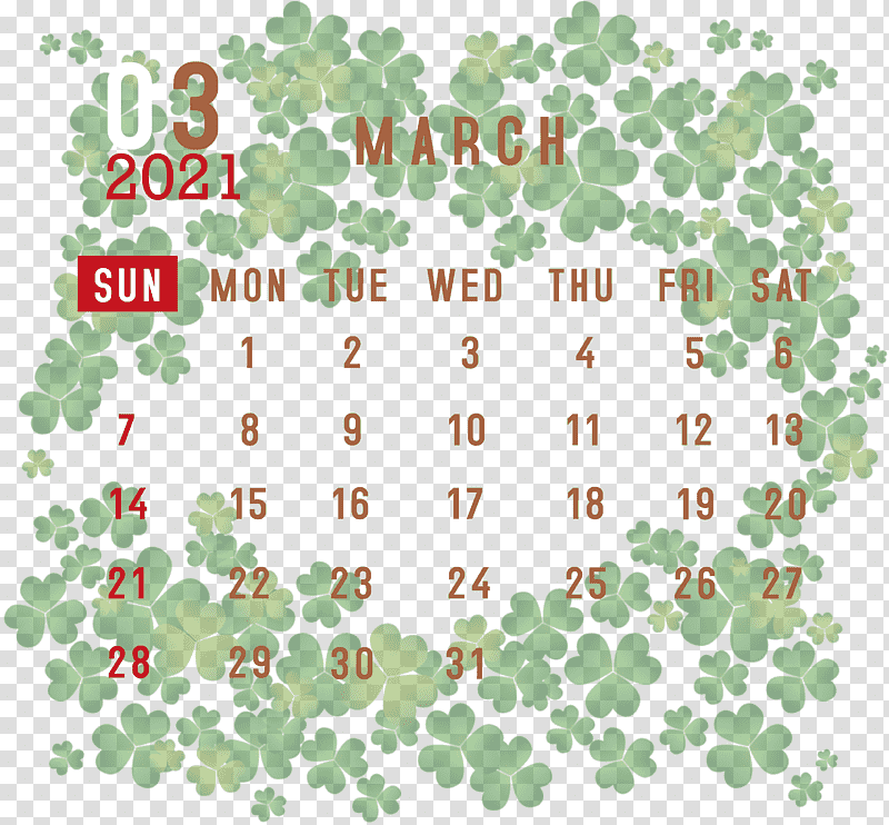 March 2021 Printable Calendar March 2021 Calendar 2021 Calendar, March Calendar, Saint Patricks Day, Irish People, Shamrock, Ireland, Luck transparent background PNG clipart