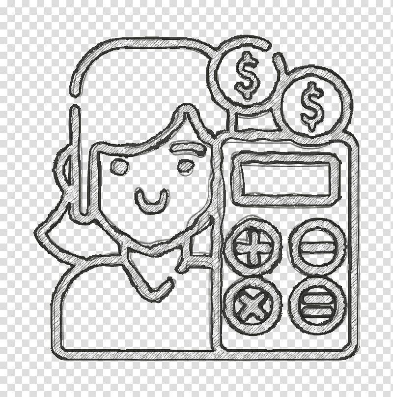 Human Resources icon Woman icon Salary icon, Line Art, Coloring Book, Black And White
, Car, Meter, Behavior transparent background PNG clipart