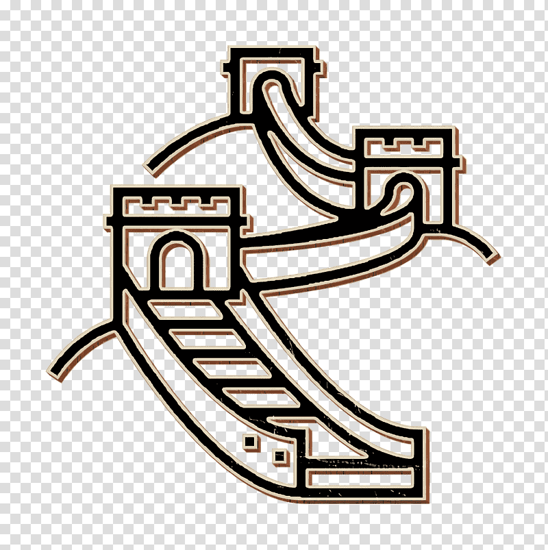 Great wall of china icon Chinese icon Landmarks icon, Monument, Defensive Wall transparent background PNG clipart