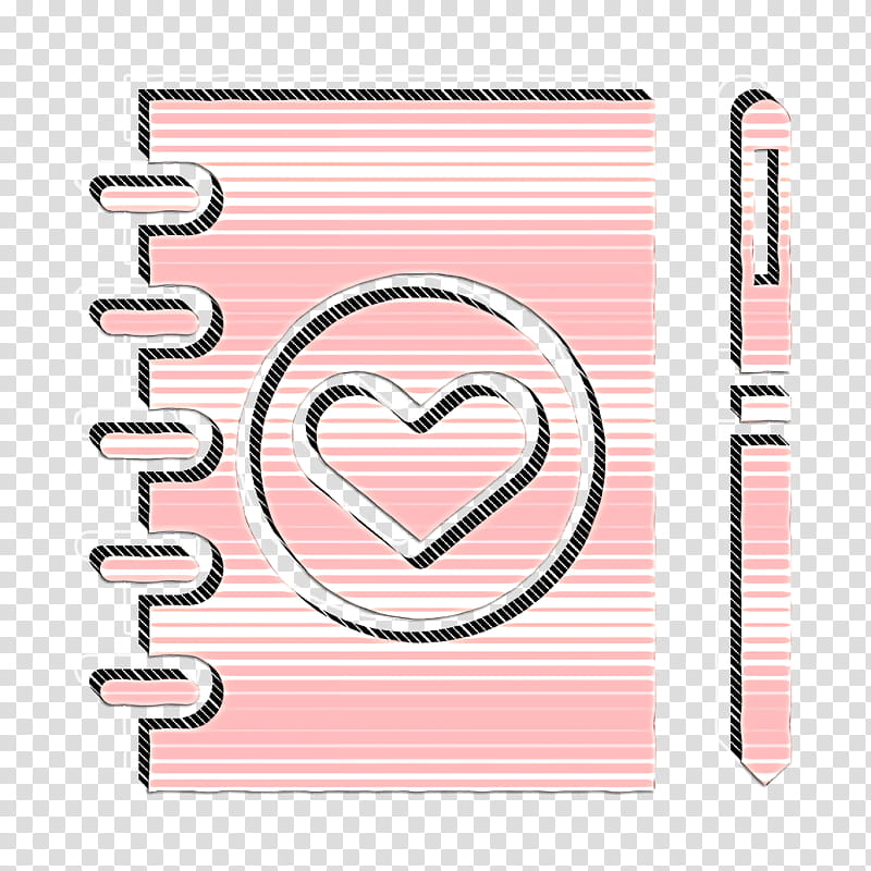 Wedding planner icon Pen icon Wedding icon, Text, Pink, Line, Heart, Paper Product, Notebook transparent background PNG clipart
