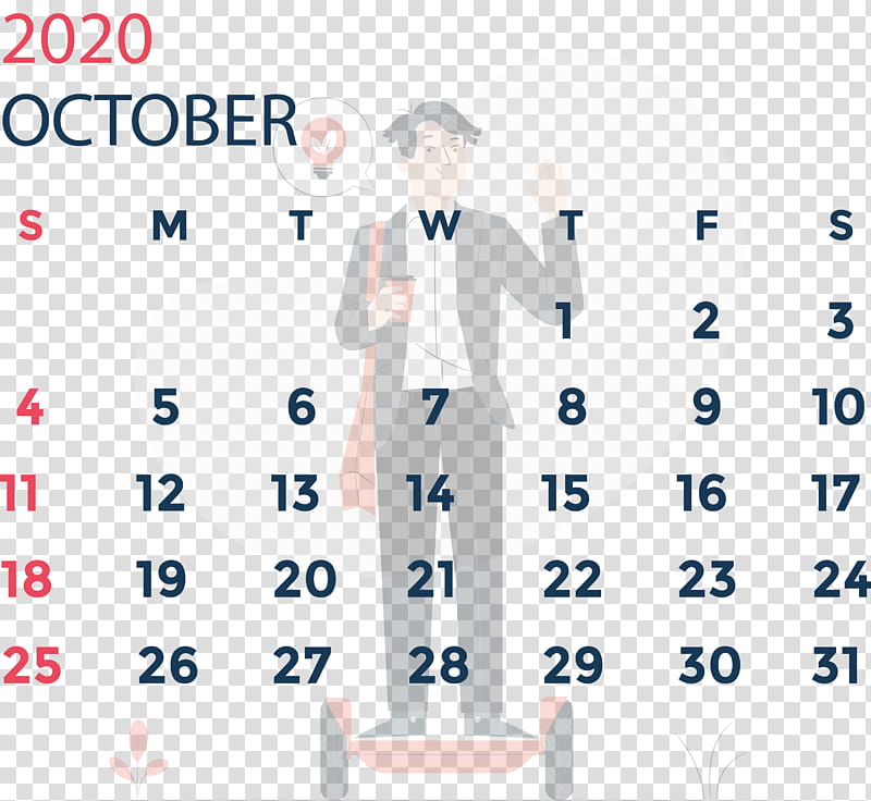 October 2020 Calendar October 2020 Printable Calendar, Dress, Public Relations, Sleeve, Clothing, Uniform, Line, Calendar System transparent background PNG clipart