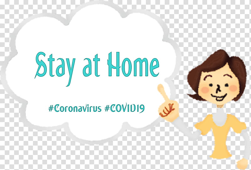 text cartoon font line sticker, Stay At Home, Coronavirus, COVID19, Watercolor, Paint, Wet Ink, Happy transparent background PNG clipart