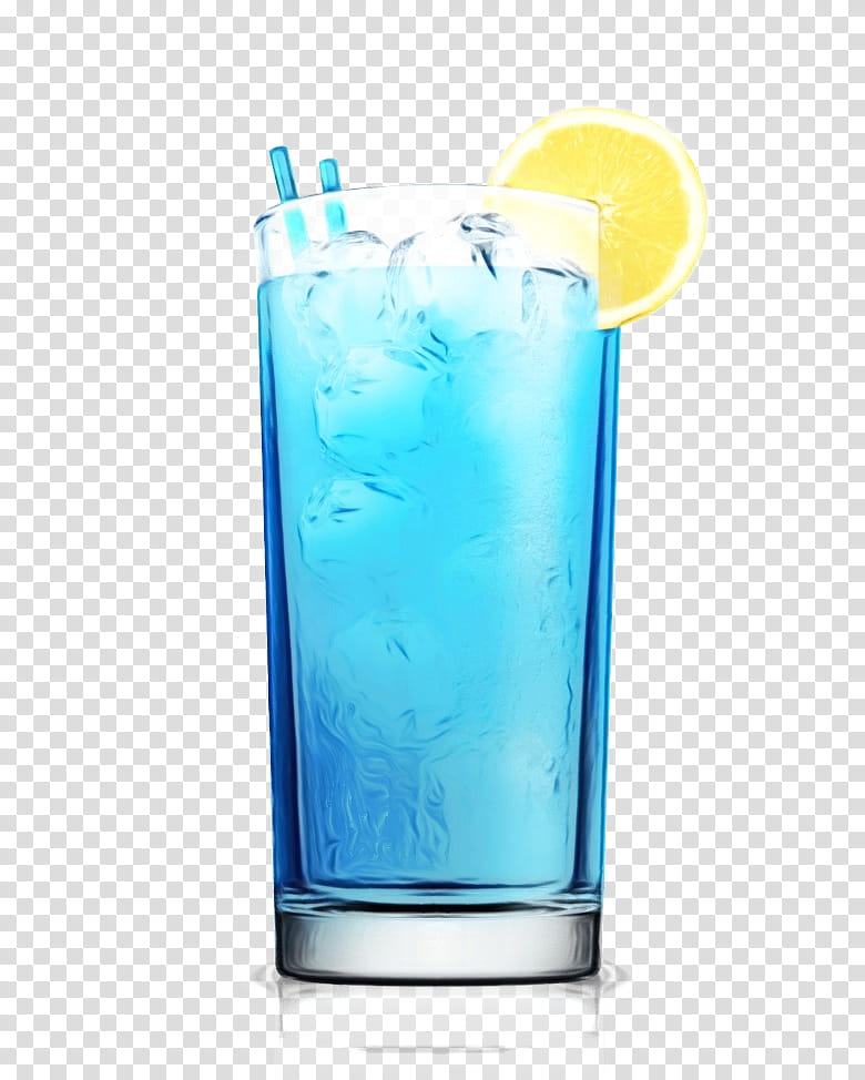 blue hawaii cocktail garnish bay breeze vodka tonic rickey, Watercolor, Paint, Wet Ink, Harvey Wallbanger, Gin And Tonic, Sea Breeze, Highball Glass transparent background PNG clipart