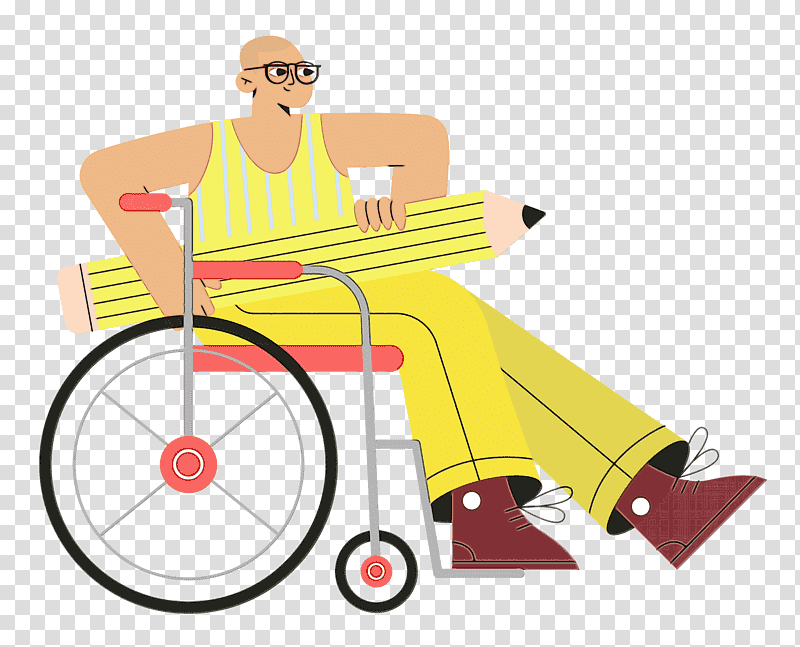 cartoon furniture yellow sitting transport, Wheelchair, Watercolor, Paint, Wet Ink, Cartoon, Line transparent background PNG clipart