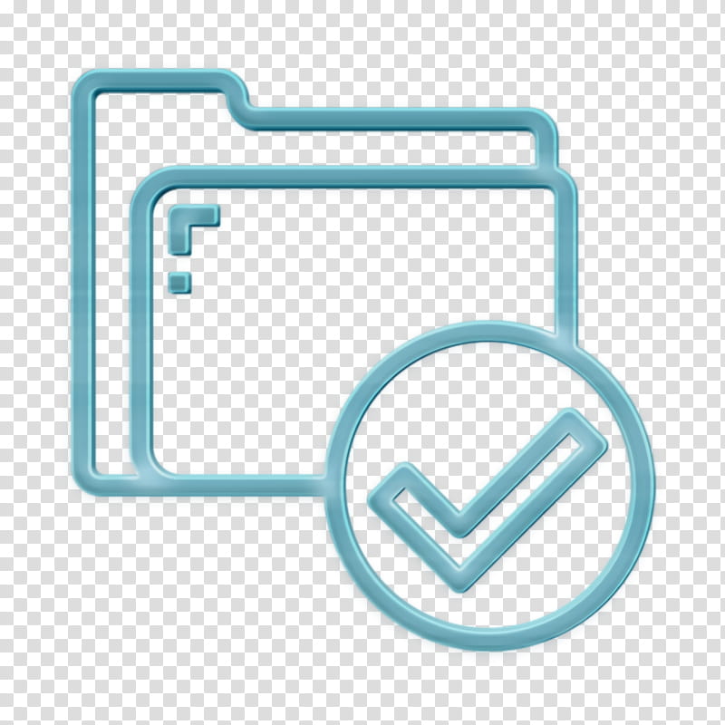 Folder and Document icon Checkmark icon Folder icon, Turquoise, Line transparent background PNG clipart