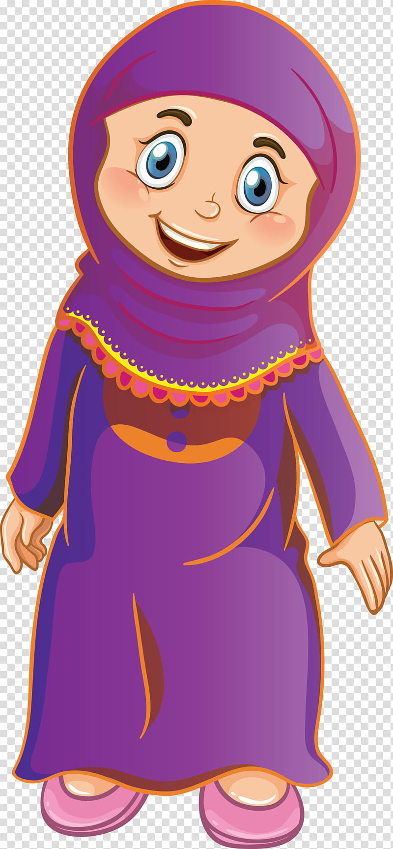 Muslim People, Cartoon, Violet, Animation, Toy, Smile, Costume, Gesture transparent background PNG clipart