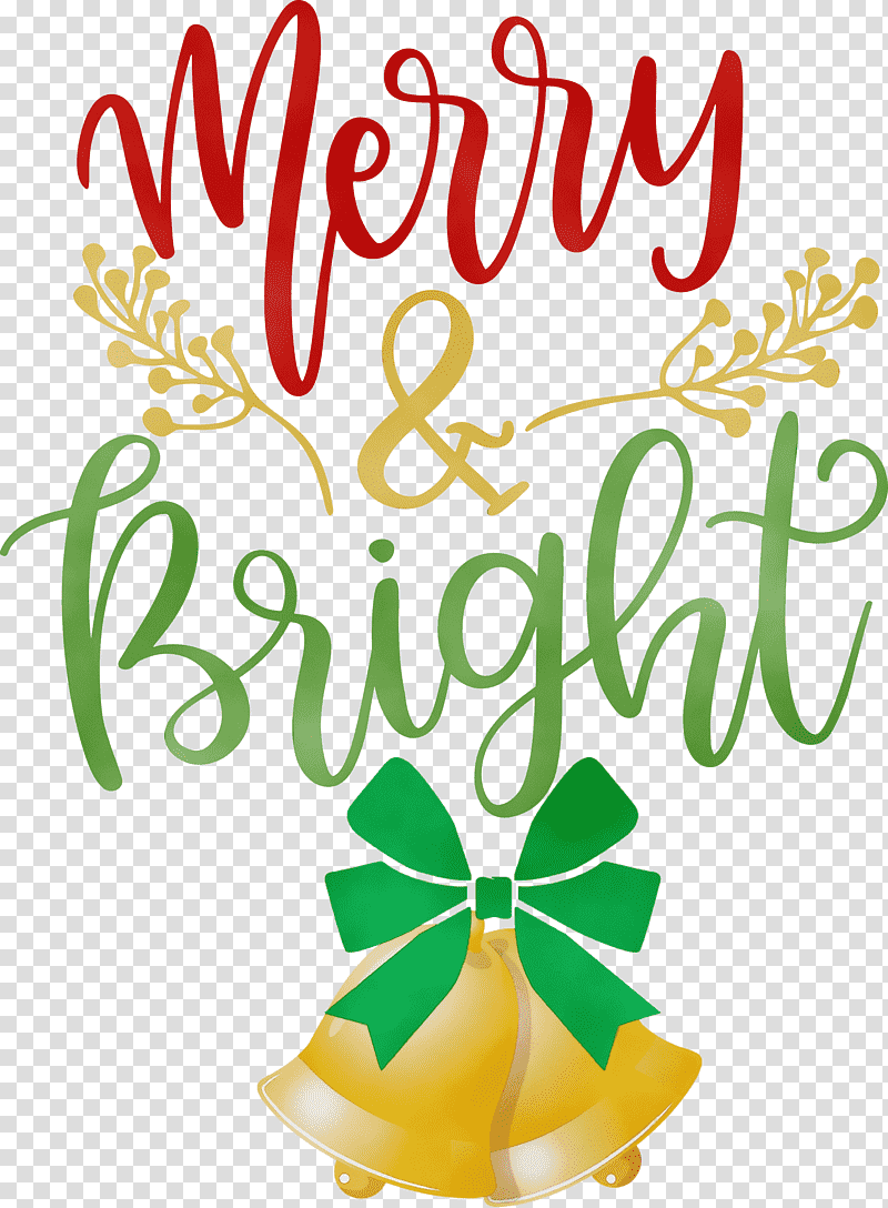 Floral design, Merry And Bright, Watercolor, Paint, Wet Ink, Leaf, Yellow transparent background PNG clipart