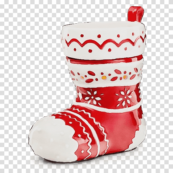 Christmas decoration, Watercolor, Paint, Wet Ink, Shoe, Christmas Day, Booting transparent background PNG clipart