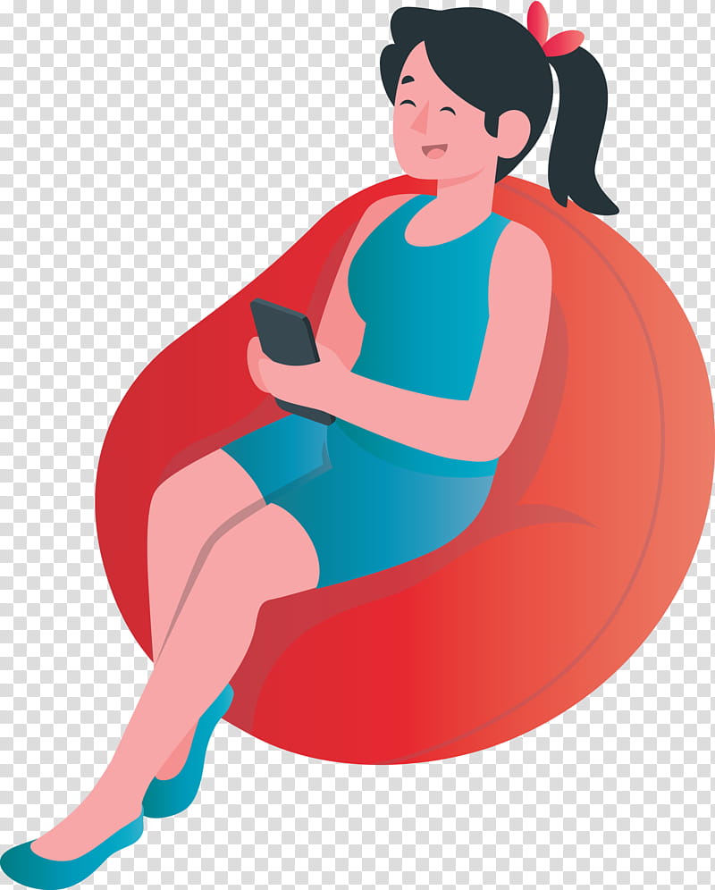 girl playing mobile phone, Character, Sitting, Behavior, Human, Character Created By transparent background PNG clipart
