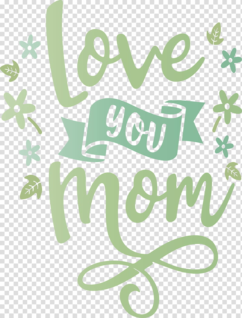 Mothers Day Love You Mom, Floral Design, Calligraphy, Logo, Green, Leaf, Mtree, Line transparent background PNG clipart