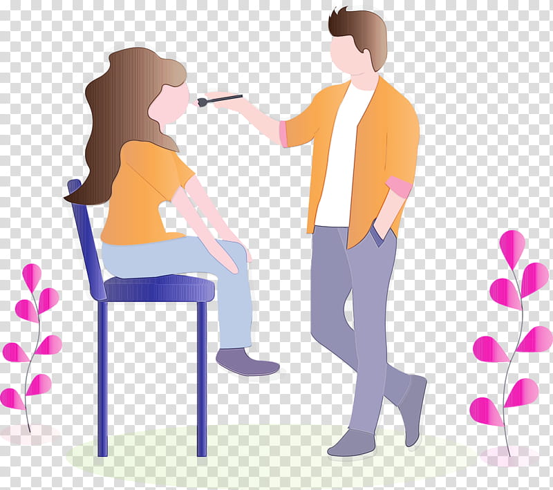 cartoon furniture sitting conversation table, Makeup, Girl, Watercolor, Paint, Wet Ink, Cartoon, Gesture transparent background PNG clipart