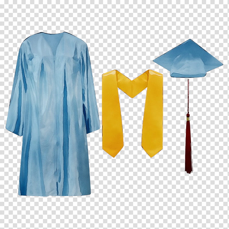 academic dress tassel square academic cap graduation ceremony cap, Watercolor, Paint, Wet Ink, Diploma, Tshirt, Gown, Clothing transparent background PNG clipart
