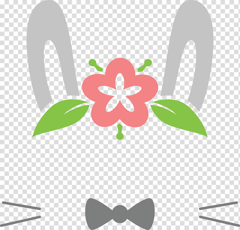 easter bunny easter day cute rabbit, Pink, Leaf, Logo, Ribbon, Plant transparent background PNG clipart