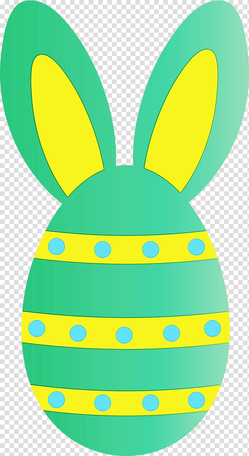 Easter egg, Easter Egg With Bunny Ears, Watercolor, Paint, Wet Ink, Green, Yellow, Easter Bunny transparent background PNG clipart