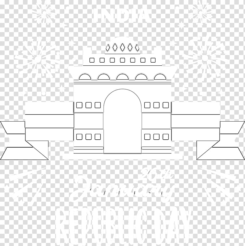 India Republic Day India Gate 26 January, Happy India Republic Day, Text, White, Line, Diagram, Logo, Architecture transparent background PNG clipart