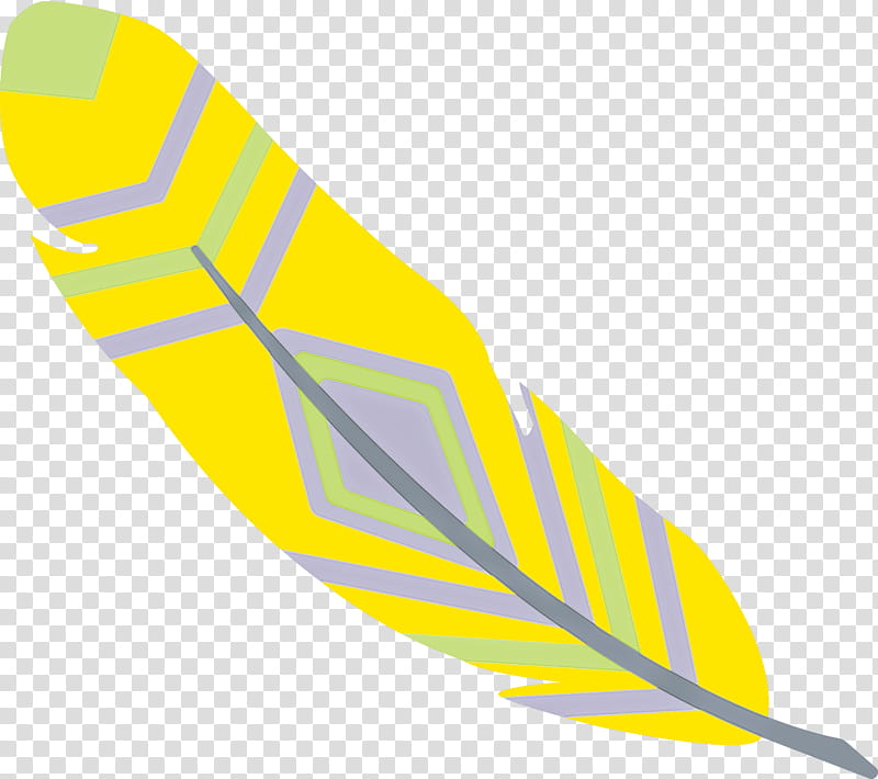 angle line yellow, Cartoon Feather, Watercolor Feather, Vintage Feather transparent background PNG clipart