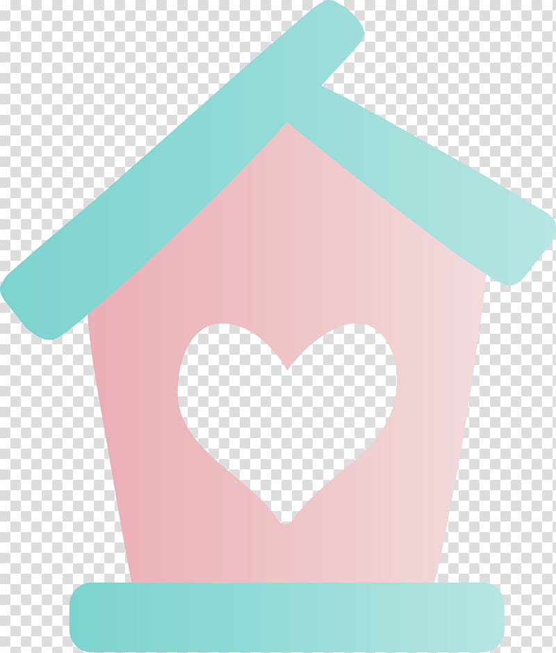 turquoise pink teal heart, Bird House, Watercolor, Paint, Wet Ink transparent background PNG clipart