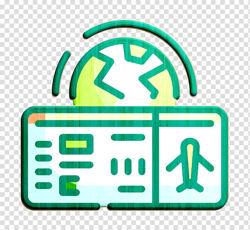 Boarding pass icon Travel icon, Green, Line, Symbol transparent background PNG clipart