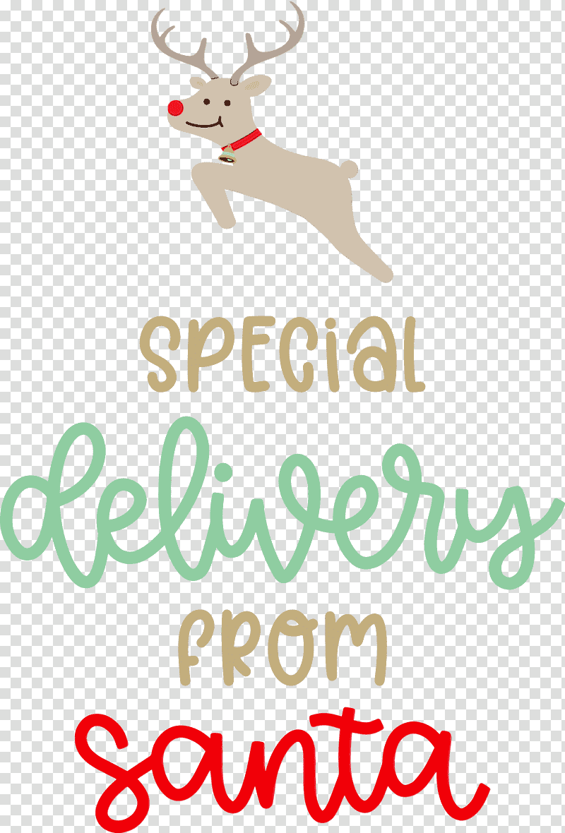 Reindeer, Special Delivery From Santa, Christmas , Watercolor, Paint, Wet Ink, Logo transparent background PNG clipart
