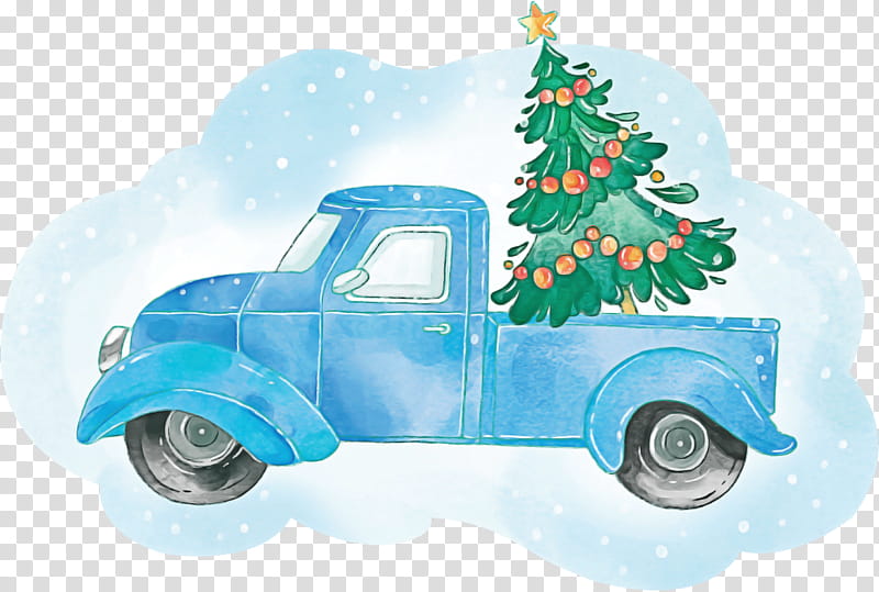 christmas tree car, Christmas Ornament, Vehicle, Christmas Decoration, Turquoise, Pickup Truck, Interior Design, Classic Car transparent background PNG clipart