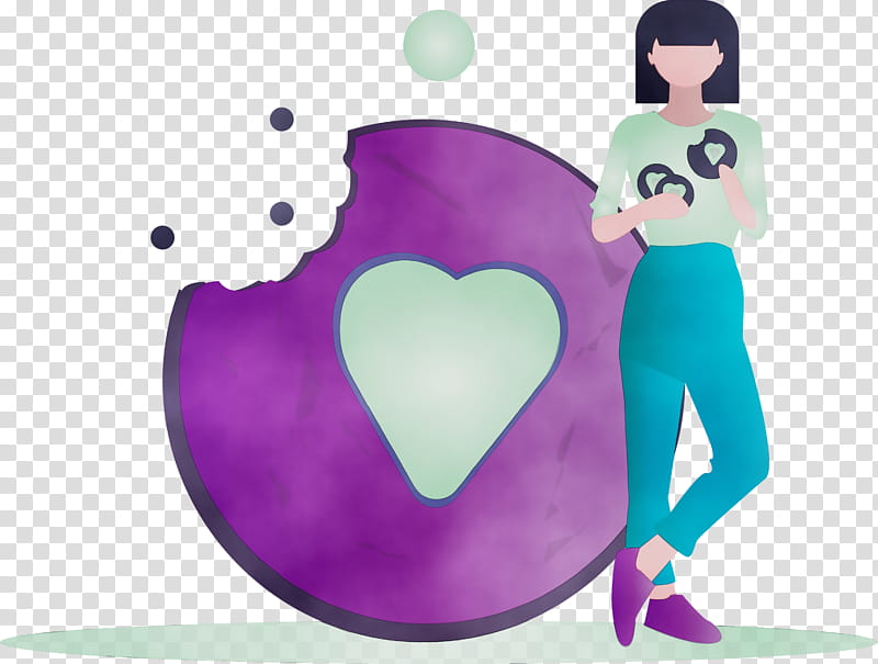 purple violet heart love animation, Cookie, Girl, Watercolor, Paint, Wet Ink transparent background PNG clipart
