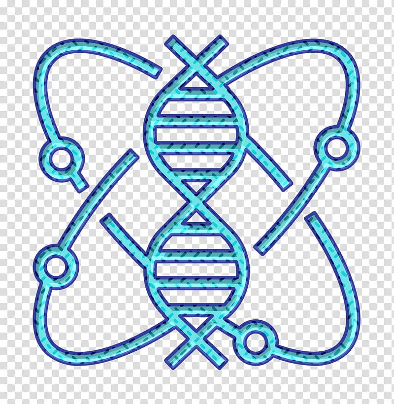 Technologies Disruption icon Dna icon Genomics icon, Blue, Turquoise, Line Art, Sticker transparent background PNG clipart